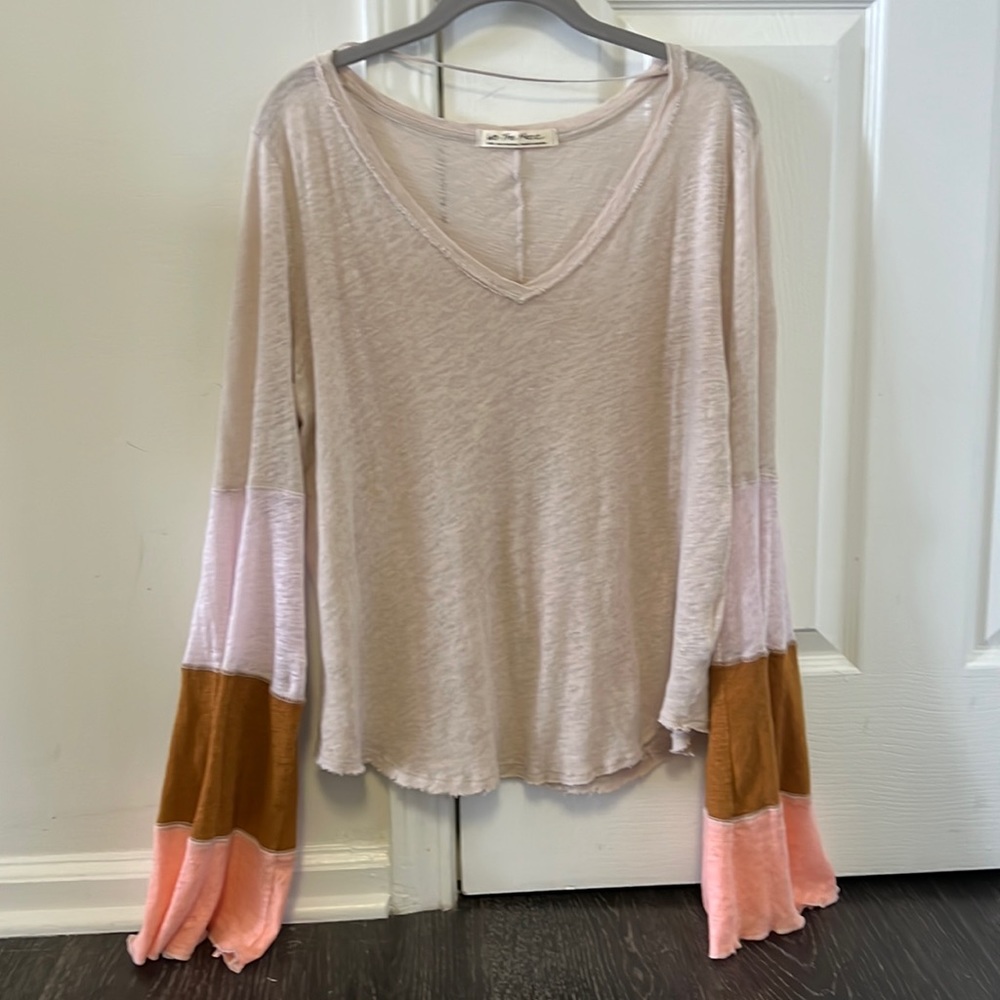 free people multicolor bell sleeve long sleeve
